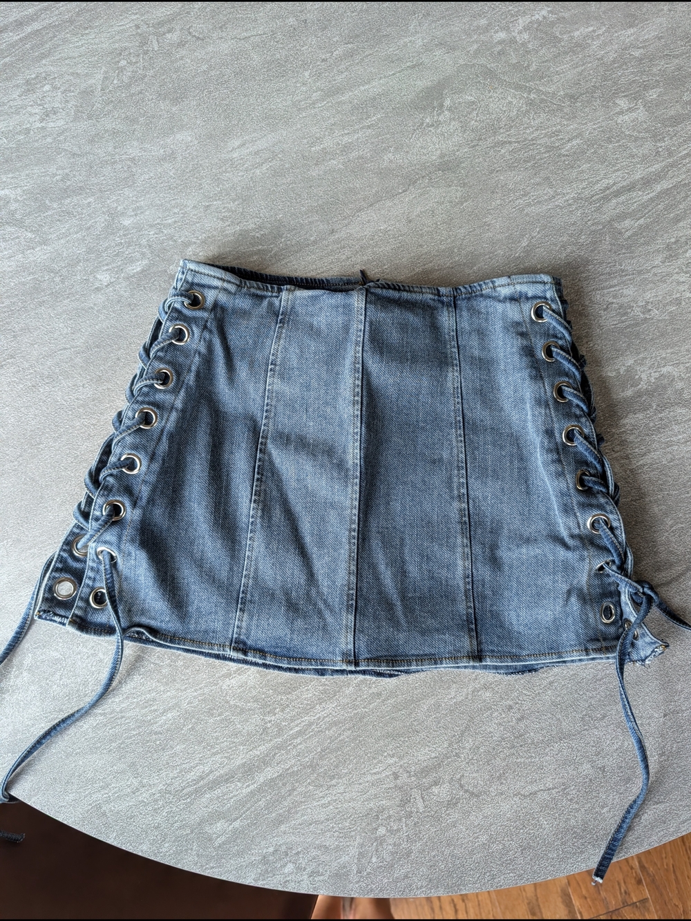 french kyss Denim Lace-Up Mini Skirt - Light Blue